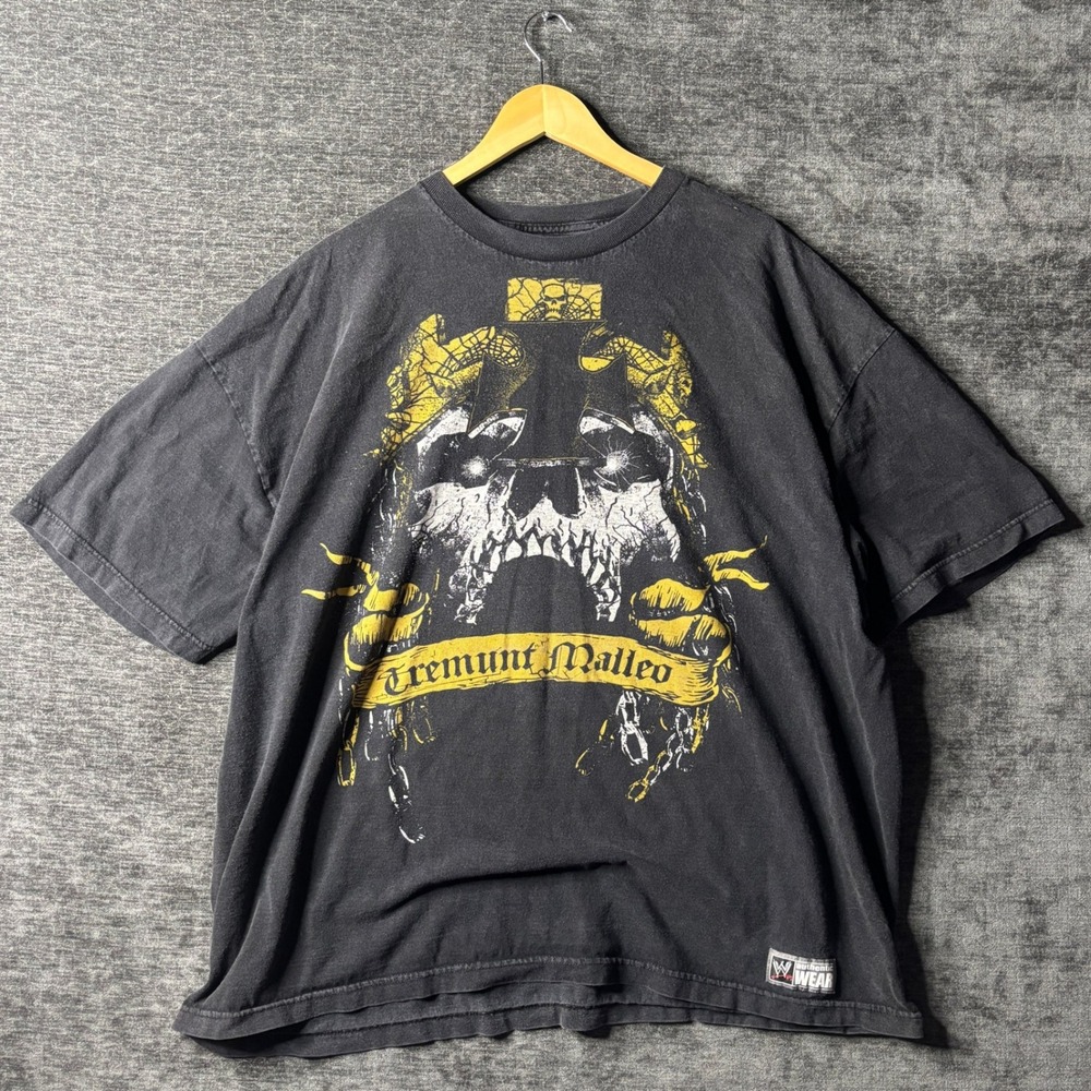 WWE Triple H Tremunt Malleo Skull Hammer Black Graphic T-Shirt Mens 3XL Y2K
